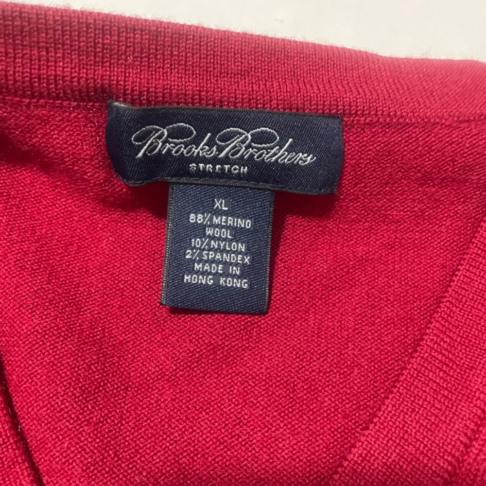 Brooks Brothers‎ XL Red V-neck Sweater Wool Blend - Picture 2 of 5